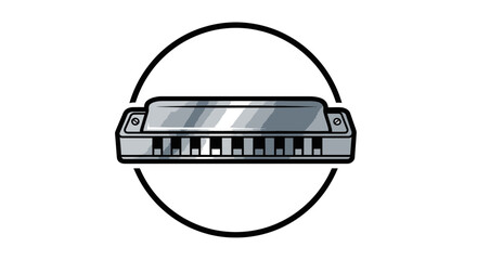 Fototapeta premium Harmonica Musical Instrument Illustration Simple Design.