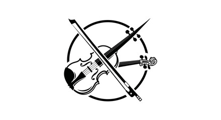 Violin and Bow Illustration on Circle.