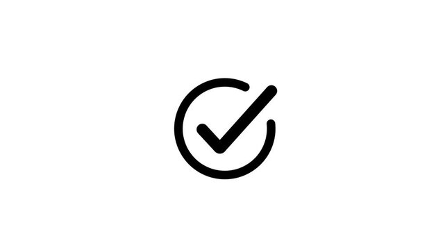 Green check mark symbol animation on white background, alpha channel included.