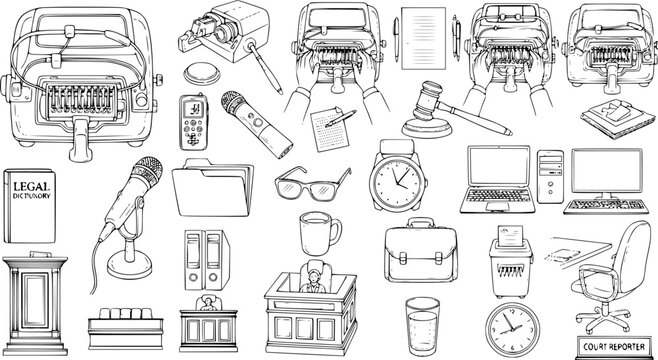 Legal And Courtroom Icons: A Collection of Law, Justice, and Legal Profession Illustrations