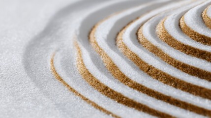 Obraz premium Intricate Patterns of Golden Sand and White Sugar in Gentle Waves Displaying Artistic Texture and Depth