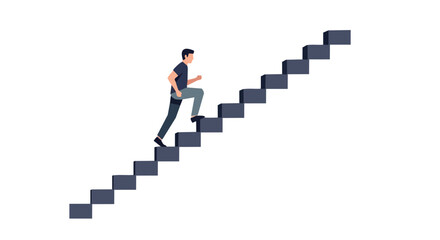 Man Ascending Stairs to Success Conceptual Representation of Progress Ambition and Achievement