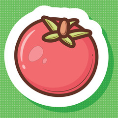 Cartoon Tomato Sticker Vector Illustration