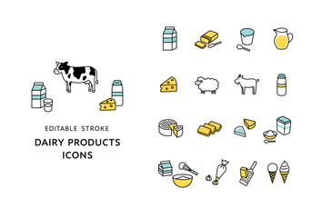 乳製品にまつわるアイコンセット