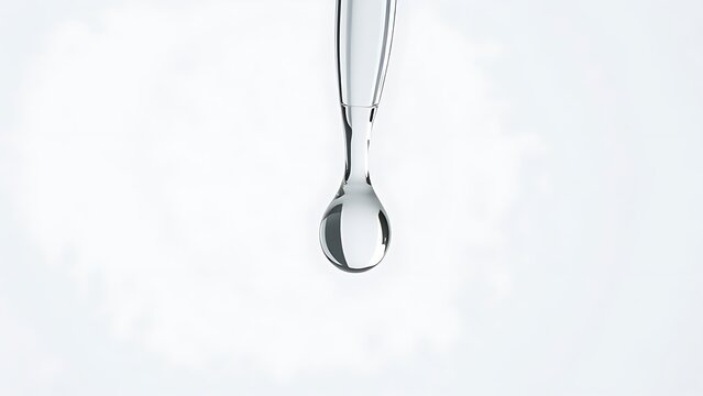 sedition. A single clear droplet falling from a glass dropper, studio lighting, clean aesthetic. bar promotions, beverage menus, designed for product packaging and bar promotions.