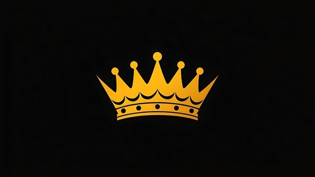 couter. Massive golden crown icon centered on a pure black background. event programs, museum guides, designed for cultural heritage projects and event programs, elevates cultural identity.