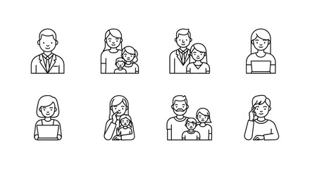 human resources icons illustrating diverse people family concepts and business professionals for modern life connections