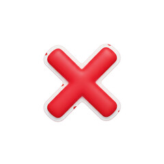 Obraz premium Red 3d Cross Mark Symbol with White Outline