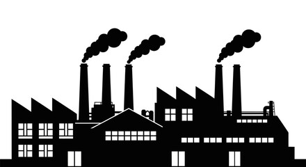 Fototapeta premium Industrial factory with smokestacks emitting smoke
