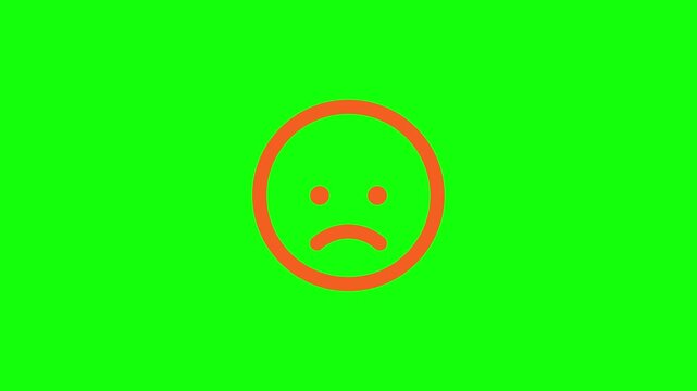 Sad Face Emoji Animation Green Screen.
