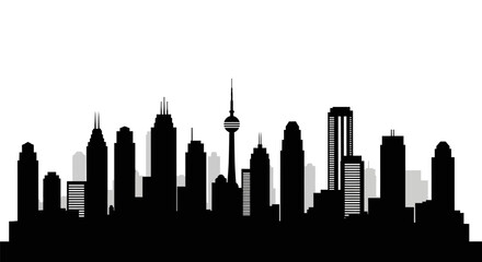 Obraz premium Modern city skyline with sleek skyscrapers and urban landscape