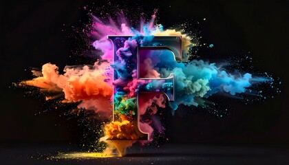 Fototapeta premium A large, colorful letter on a black background