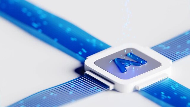 3d abstract artificial intelligence ai processor chip. 3D animation
