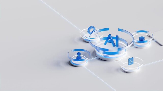 3d abstract artificial intelligence ai technology and machine learning. 3D loops animation	