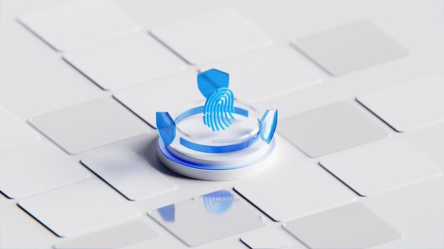 3d abstract fingerprint biometric security scanning. 3D loops animation	