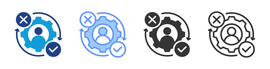 Decision Making Process icon set multiple style collection
