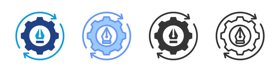 Process Design icon set multiple style collection