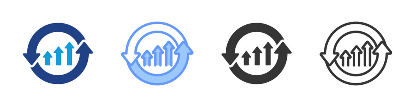 Continuous Improvement icon set multiple style collection