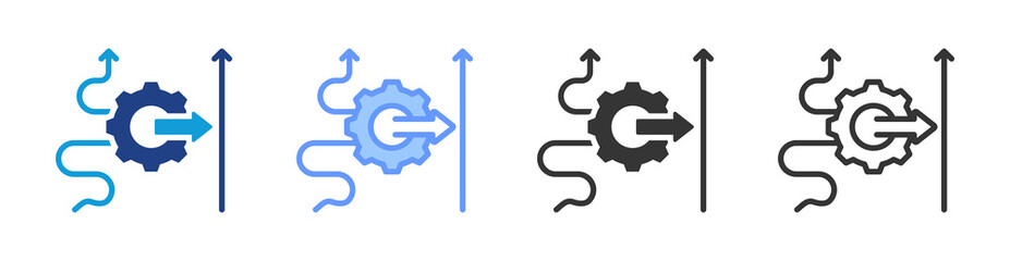 Process Simplification icon set multiple style collection