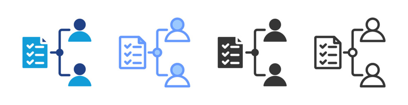 Task Delegation icon set multiple style collection