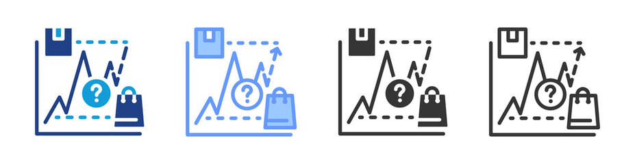 Supply Demand Forecasting icon set multiple style collection