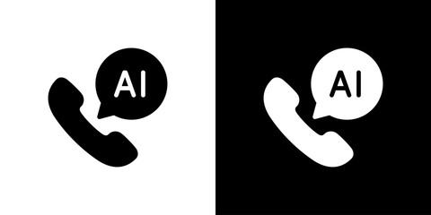 AIによる自動音声応答やスマート着信の電話アイコン (ベクター) © hamo
