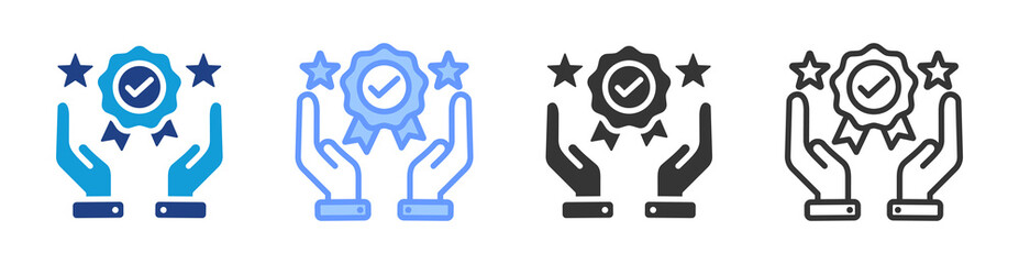Service Quality icon set multiple style collection