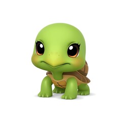 Fototapeta premium Cute Baby Turtle Character 3D Illustration Isolated on White Background