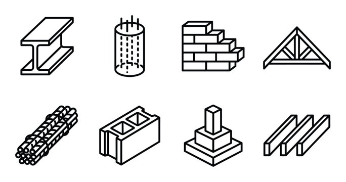 Construction material icon set vector illustration for building architecture and home structure