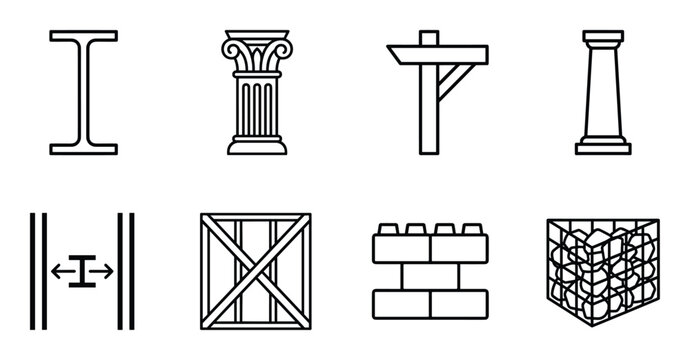 Structural elements of construction industry icon set for architecture plan project one hundred