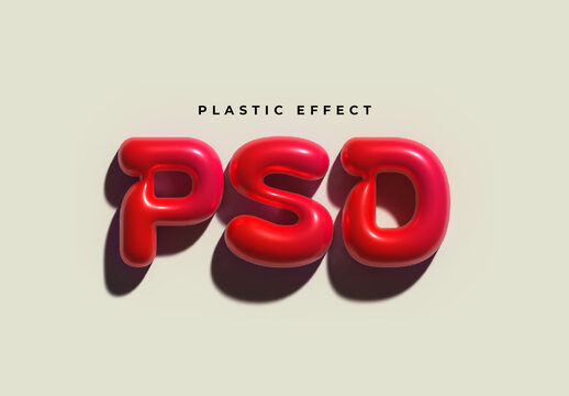 Inflated Glossy Plastic Text Effect