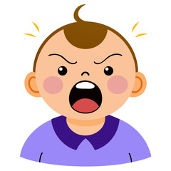 Obraz premium Angry newborn baby with curl of hair vector illustration