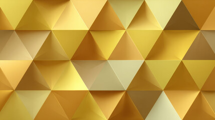 Obraz premium Gold geometric metallic triangle pattern with reflective facets and soft shadowing creating depth and warm visual rhythm