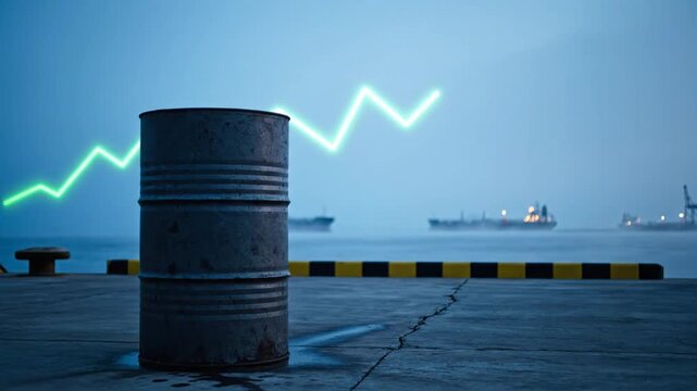 Global Oil Price Increase Concept with Rising Arrow and Oil Barrel