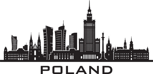 Fototapeta premium Stunning Warsaw Poland skyline silhouette illustration