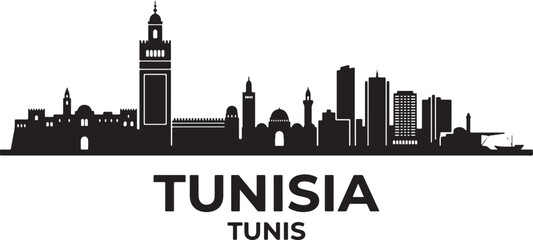Fototapeta premium Tunisia Tunis city skyline silhouette illustration