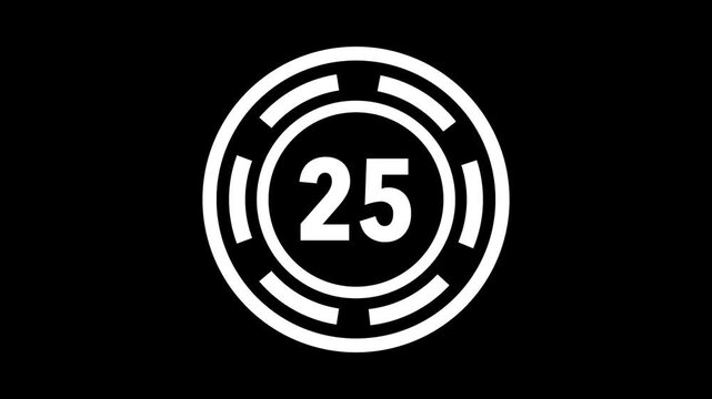 30-second white circular countdown timer with rotating dashed rings on a black background.