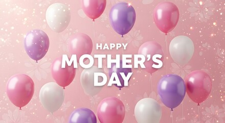 Fototapeta premium Happy mother's day celebration with colorful balloons