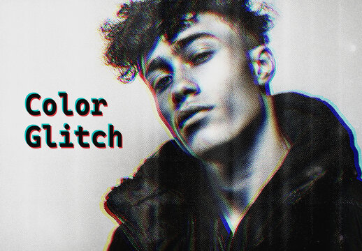 RGB Glitch Halftone Photo Effect