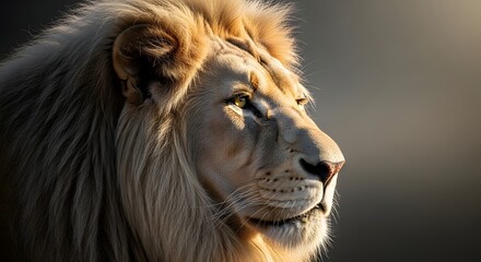 Obraz premium Majestic lion's portrait in golden light