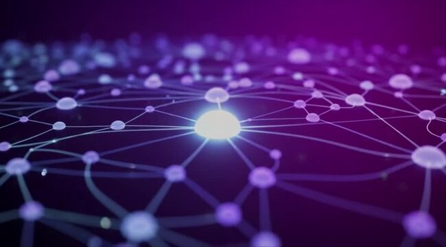 Abstract blue vector illustration of a global technology network and molecular structure design featuring bubbles and lines for medical science or business communication data concept