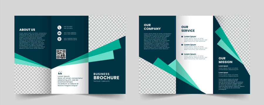 Creative business trifold brochure template. Modern tri fold brochure layout design. Vector