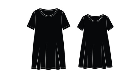 Two black t shirts displayed on a white background showcasing apparel design