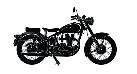 Vintage motorcycle silhouette in black and white emphasizing classic design © msunny93