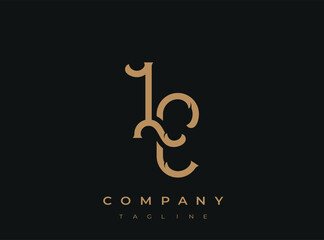 Fototapeta premium Elegant company logo template with stylized initials and gold text