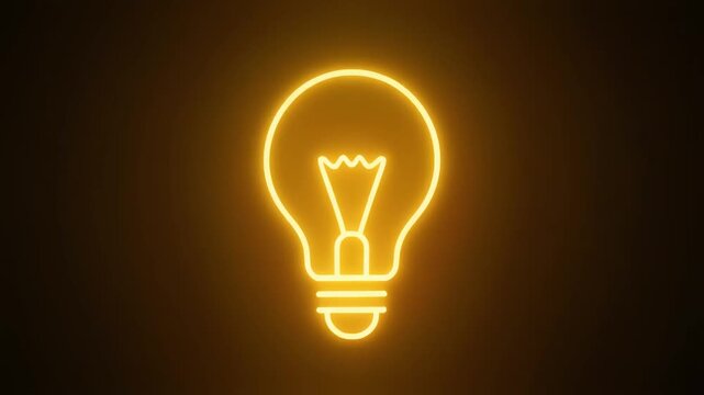 Light bulb idea icon animation with warm gradient yellow to orange glow, soft illumination pulse, seamless loop
