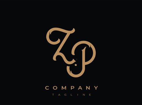 Elegant gold logo design with letter z and p on isolated background