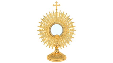Fototapeta premium Golden Catholic ostensorium with cross on stand