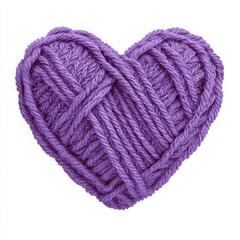 Fototapeta premium Knitted Purple Heart Shape Made Of Yarn With Intricate Braided Texture
