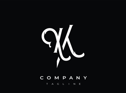 Elegant white letter qk logo on transparent background template